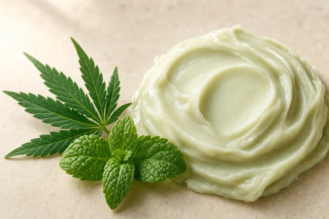 Textura del balsamo Enerflex CBD que muestra la base de absorción rápida de la formula con 4 activos